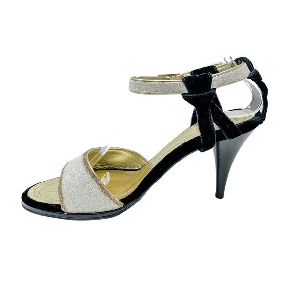 Chanel Vintage Glitter & Velvet High Heel Evening Sandals size 37.5C / US 6.5-7 - Picture 8 of 14